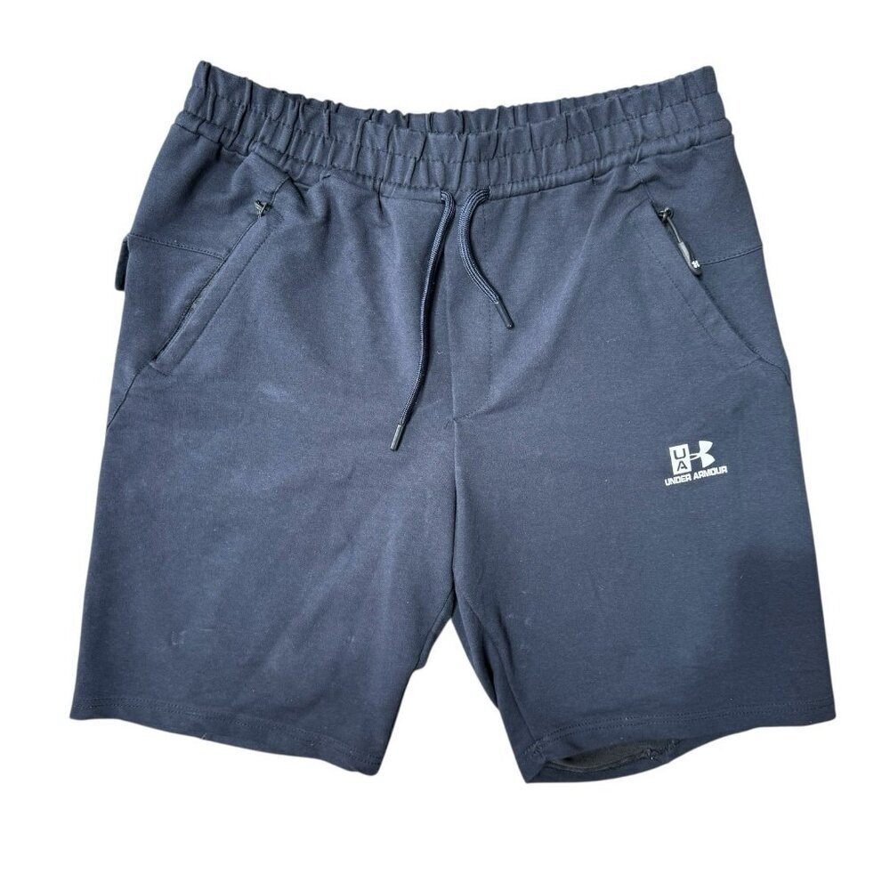 Under Armour Sweat Shorts Jogger Mens Medium Pockets Comfy Black/Navy